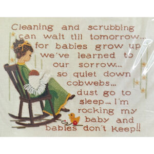 Sunset Designs Kit Babies Don't Keep 2654 Vintage 1977 Stitchery USA Sealed New